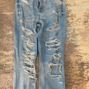American Eagle Outfitters Ripped Light Blue Boyfriend Jeans